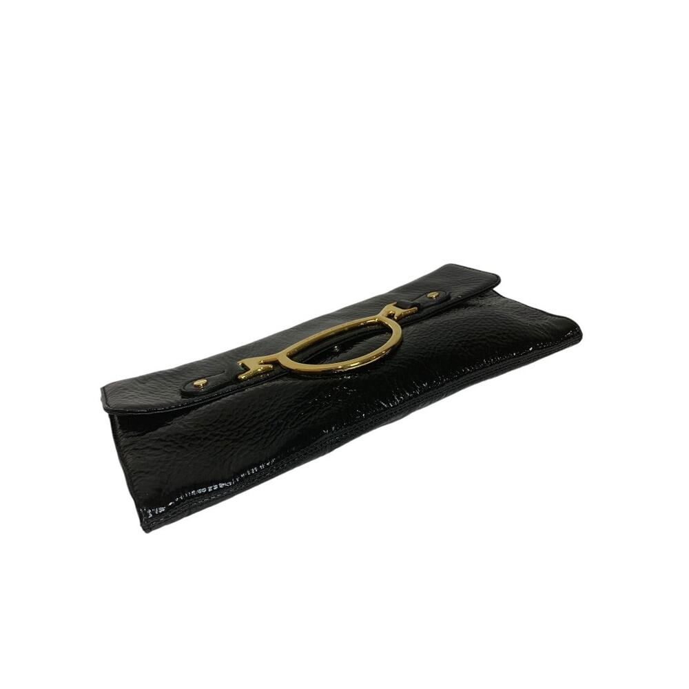 Borbonese Black Crinkle Patent Leather Envelope Clutch Bag 1990s - Picture 6 of 9